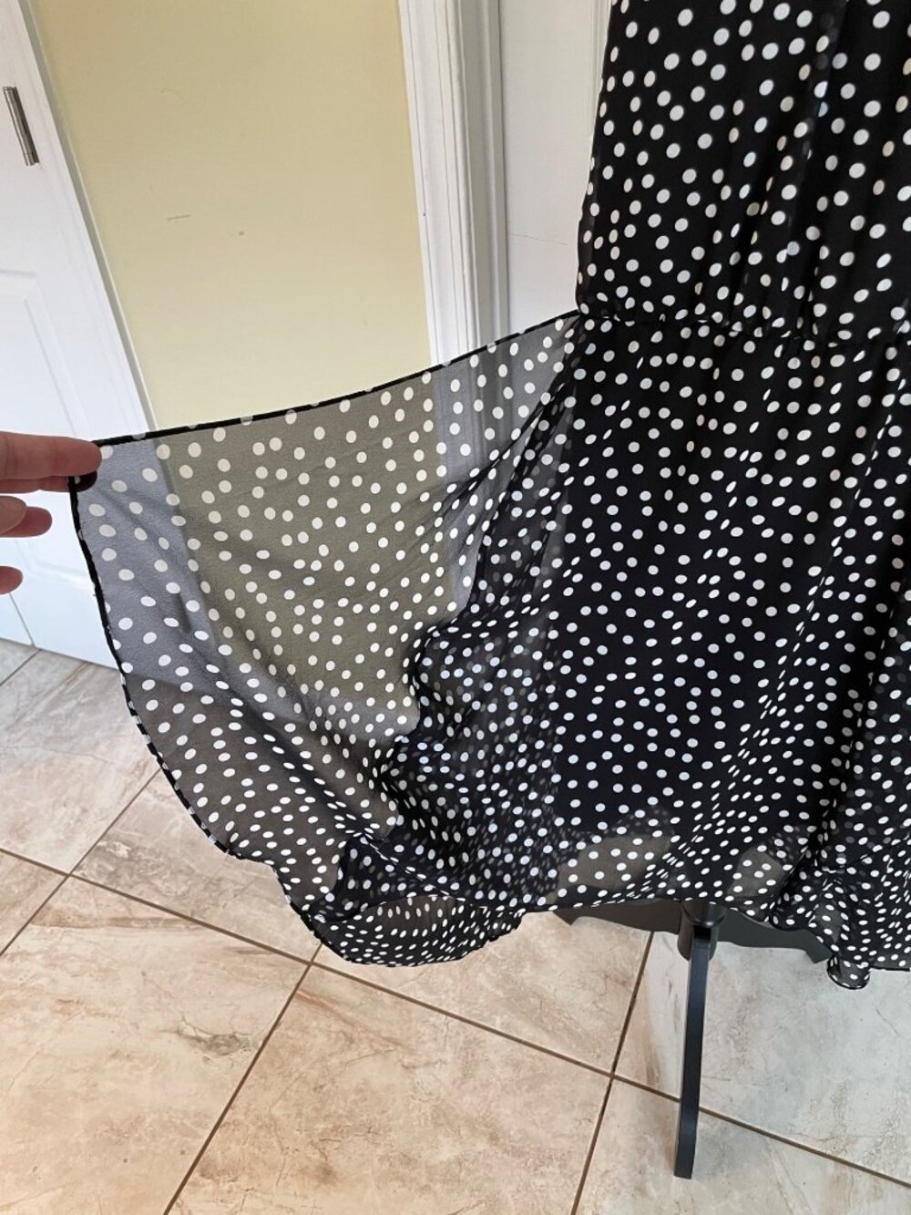 White House Black Market Black White Polka-dots Halter Sleeveless High Low 12 - Picture 9 of 14